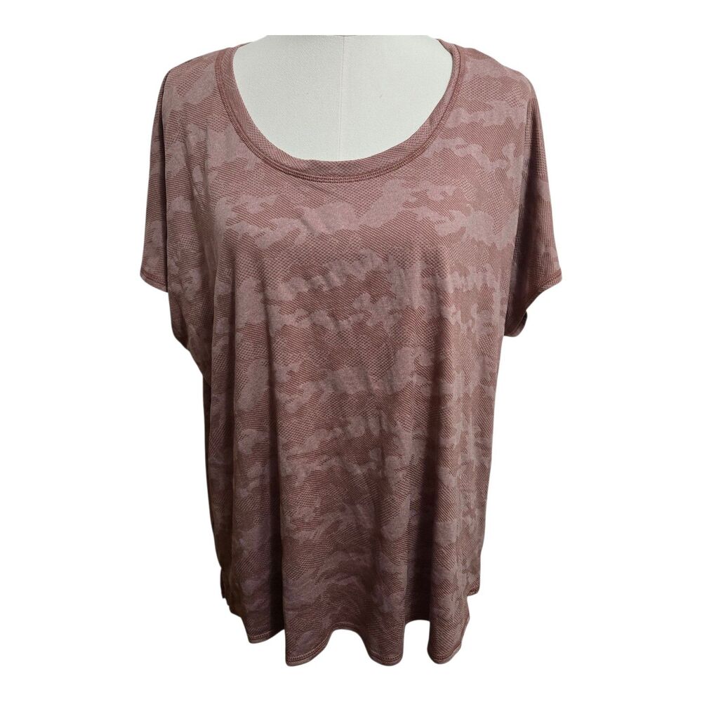 Xersion Pink Camo Top Womens Size XXL Cutout Back Workout Activewear NEW